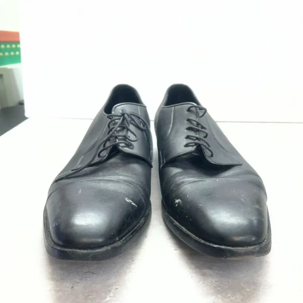 Ralph Lauren Lace-Up Almond Toe Black Leather Derby Dress Shoes Mens Size 10D